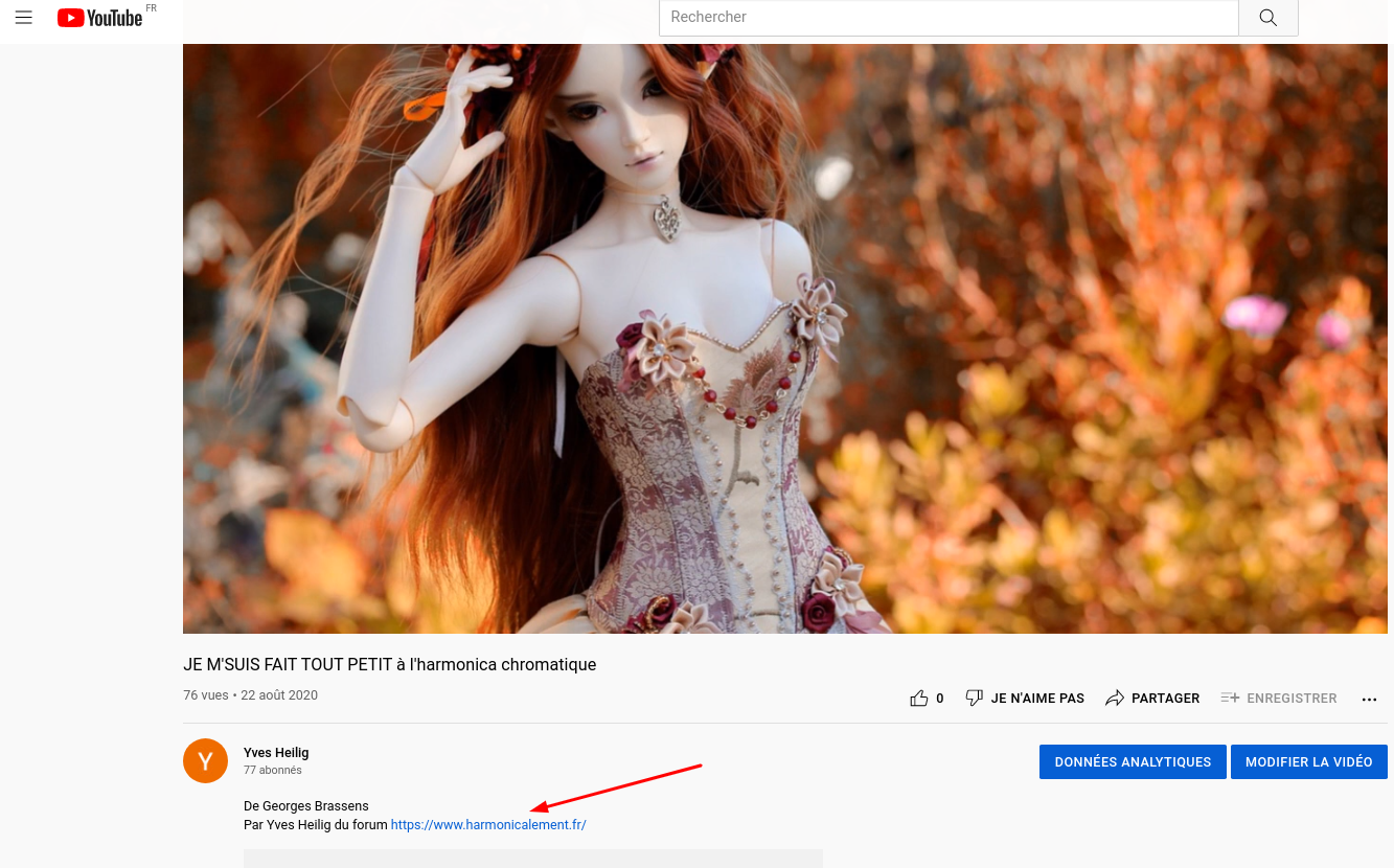 Lien à partir d'une vidéo Youtube